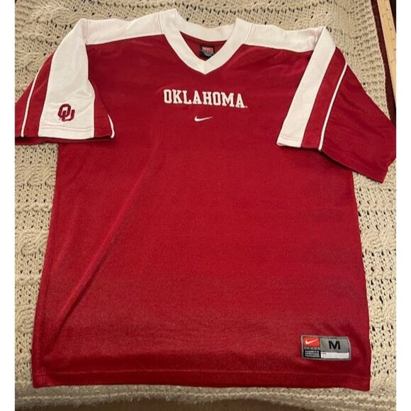 Nike Team Oklahoma Sooners Red & White V-Neck Jersey Medium - Picture 1 of 16